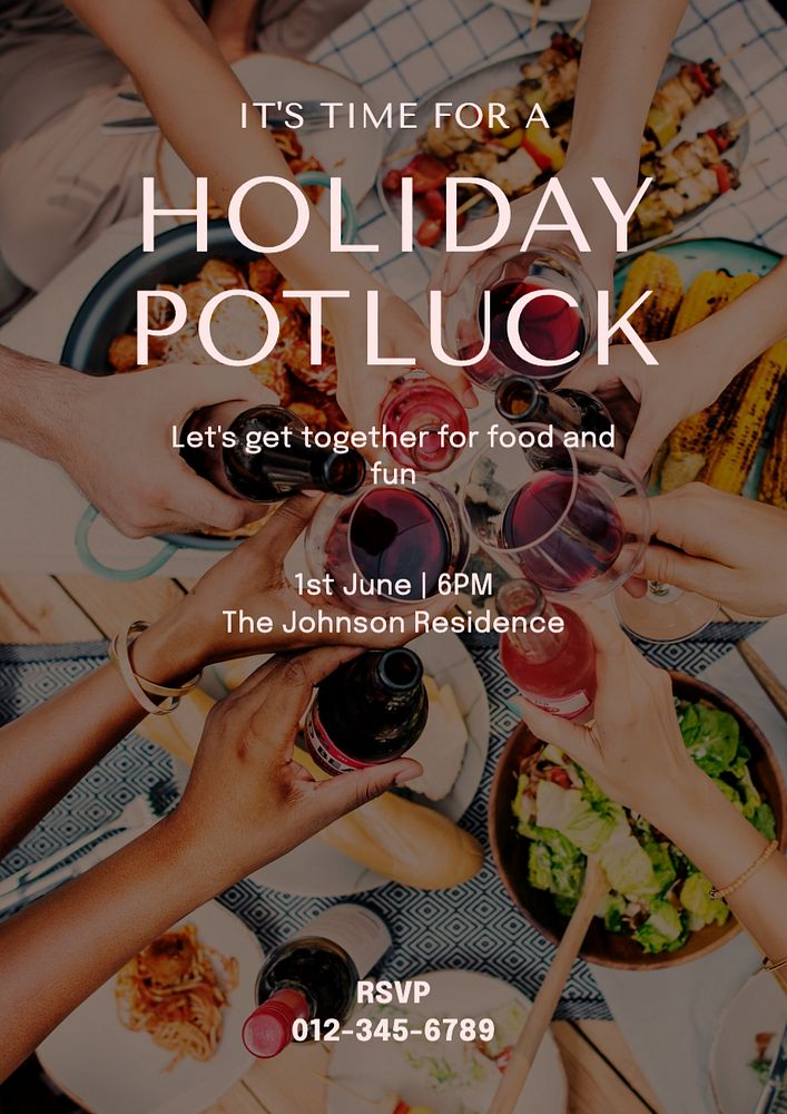 Holiday potluck  poster template, editable text and design