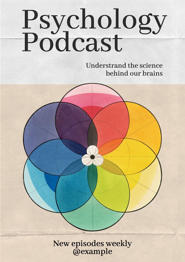 Psychology podcast  poster template, editable text and design