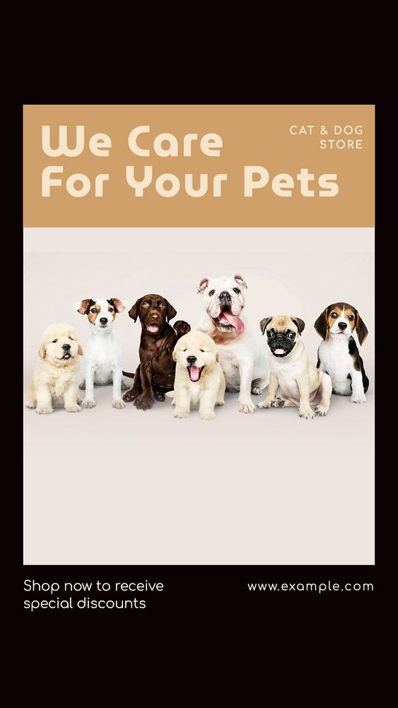 Pet store  Instagram story template, editable text