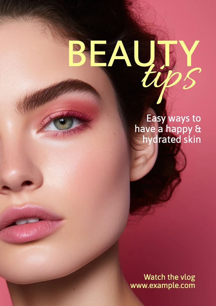 Beauty tips poster template, editable text and design