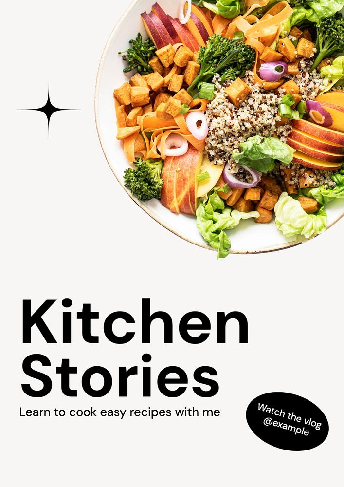 Kitchen stories poster template, editable text and design