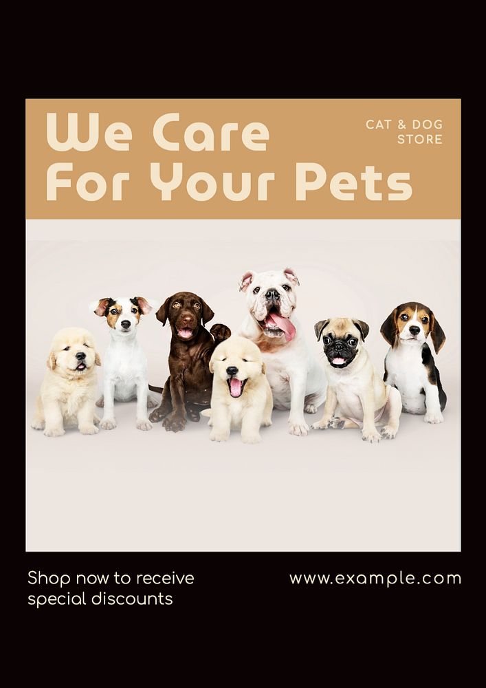 Pet store  poster template, editable text and design