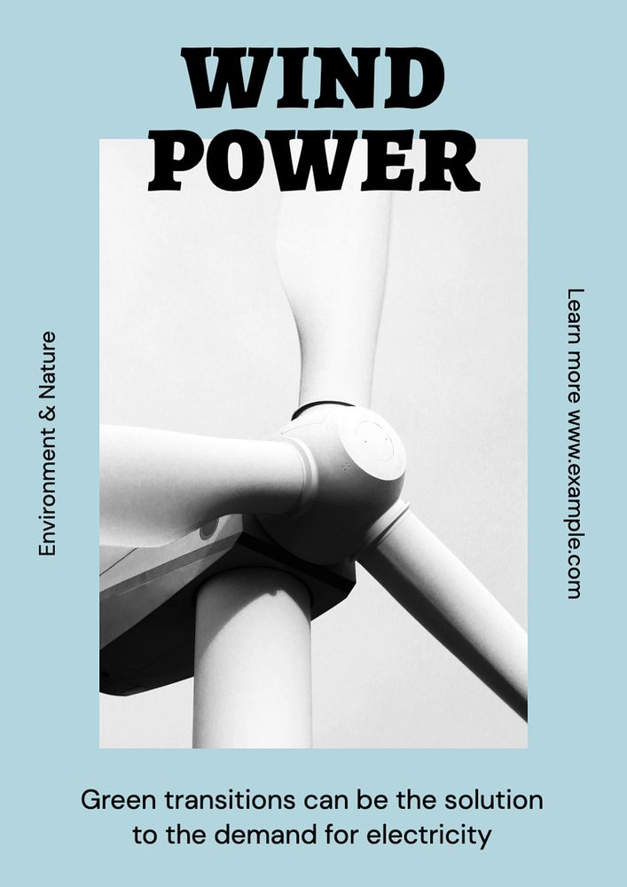 Wind power  poster template, editable text and design