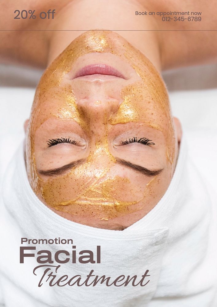 Facial treatment  poster template, editable text and design