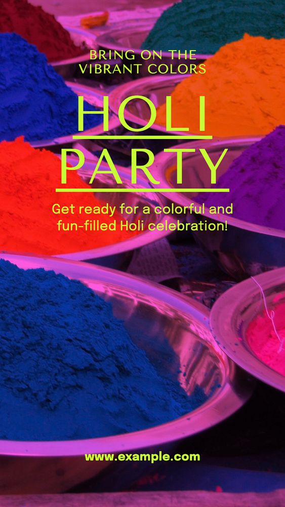 Holi party  Instagram story template, editable text