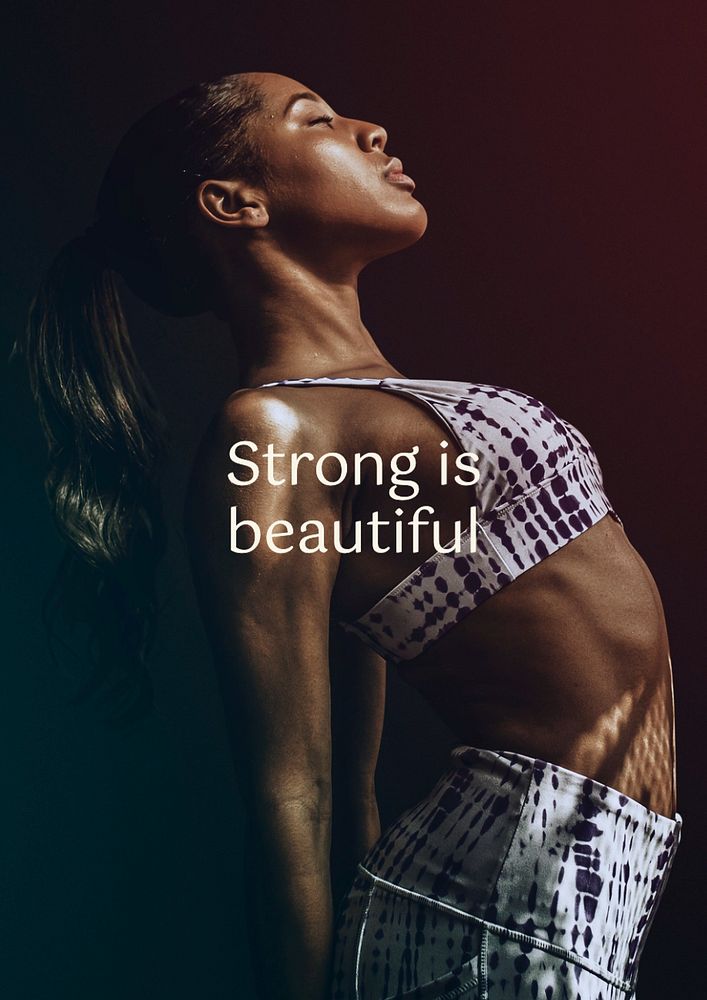 Strong is beautiful  poster template, editable text and design