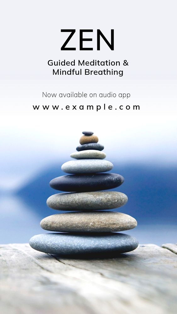 Zen meditation  Instagram story template, editable text