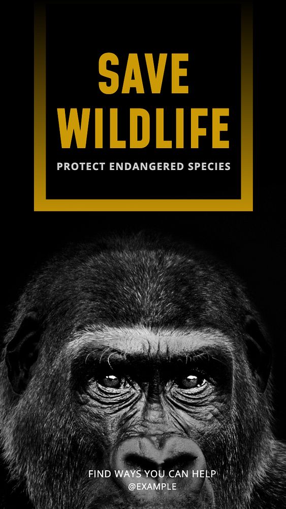 Save wildlife Instagram story template, editable text