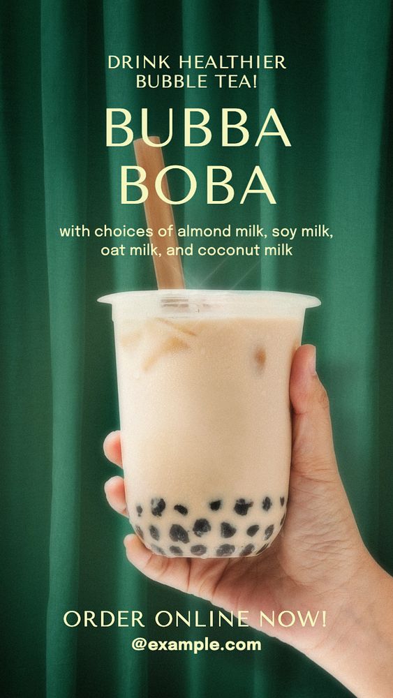 Healthy boba  Instagram story template, editable text