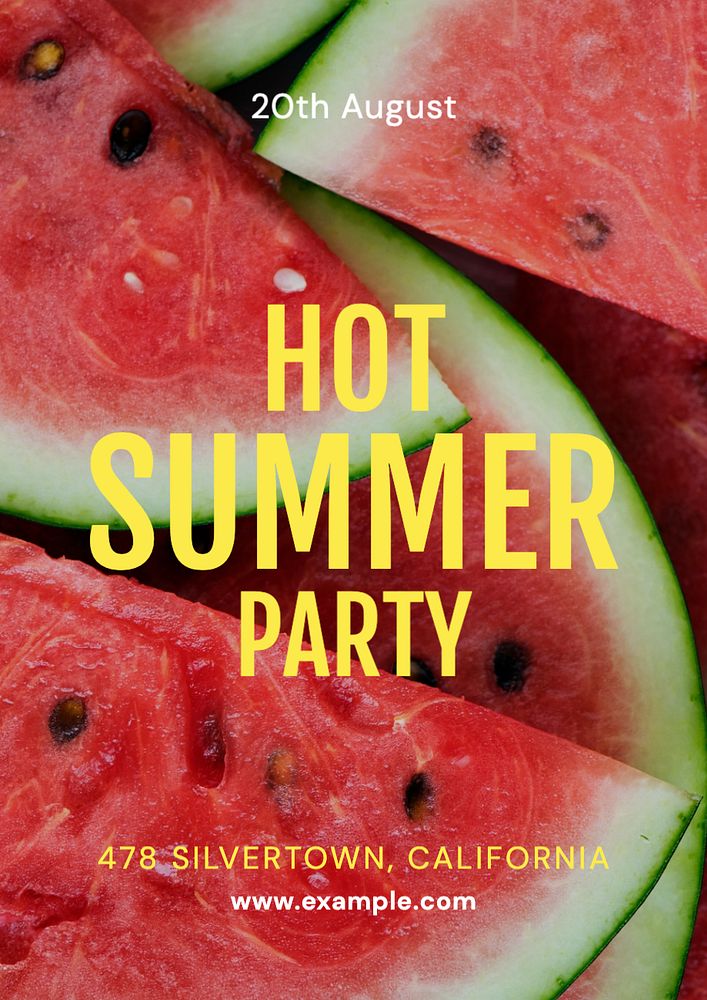 Hot summer party  poster template, editable text and design