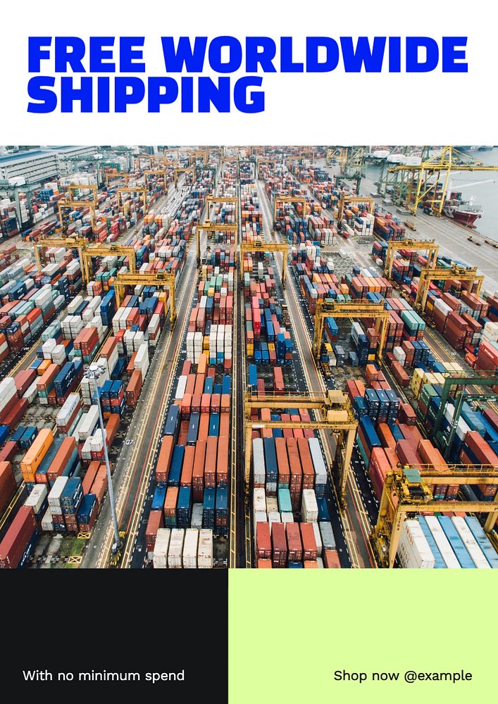 Worldwide shipping  poster template, editable text and design