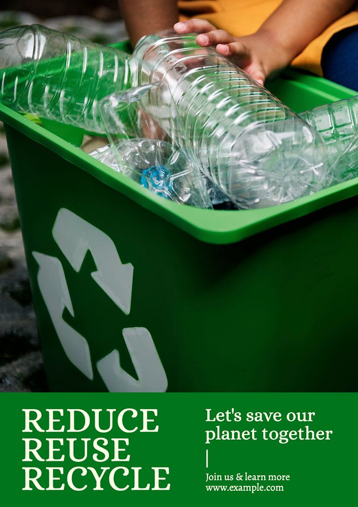 Reduce reuse recycle poster template, editable text and design