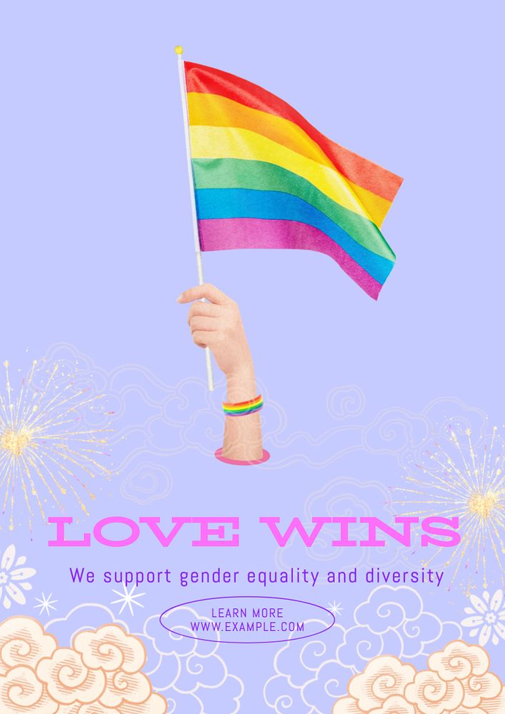 Love wins  poster template, editable text and design