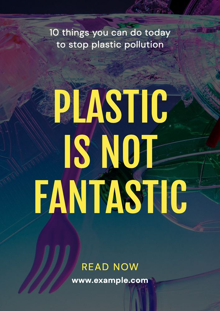 Plastic pollution  poster template, editable text and design