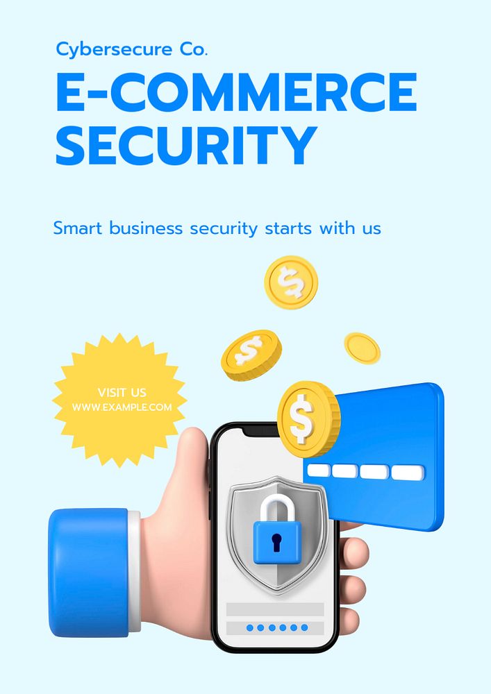 E-commerce security poster template, editable text and design