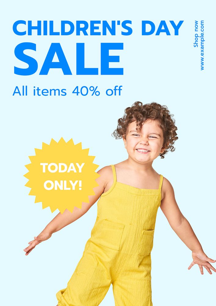 Children's day sale poster template, editable text and design