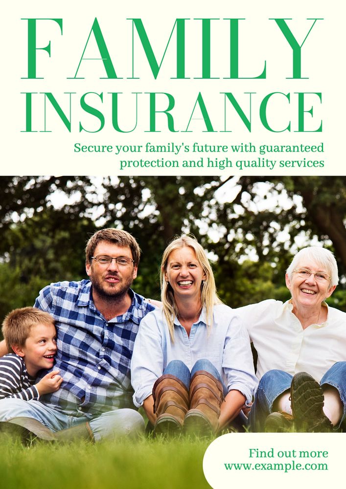 Family insurance  poster template, editable text and design