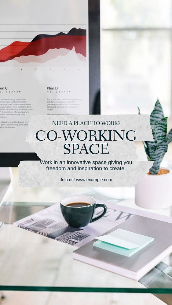 Co-working space  Instagram story template, editable text