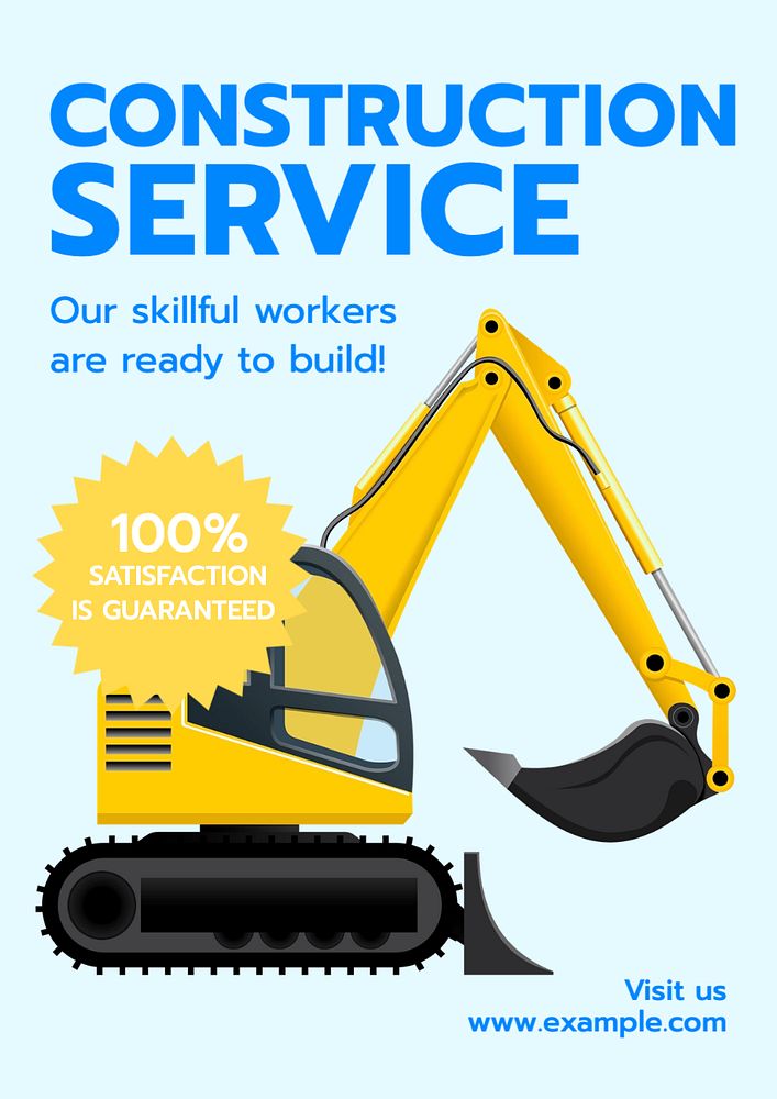 Construction service poster template, editable text and design