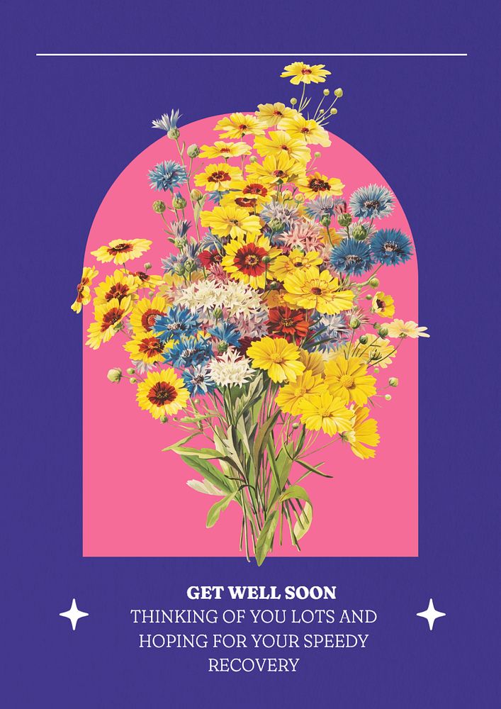 Get well soon  poster template, editable text and design