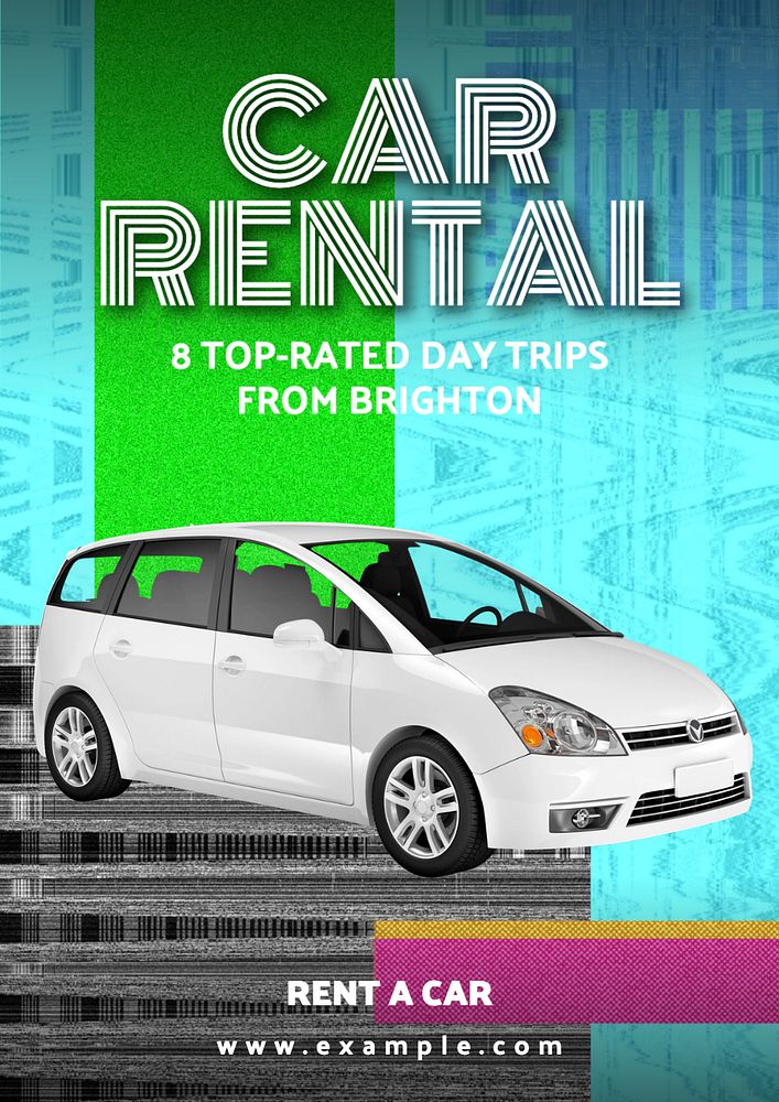 Car rental poster template, editable text and design