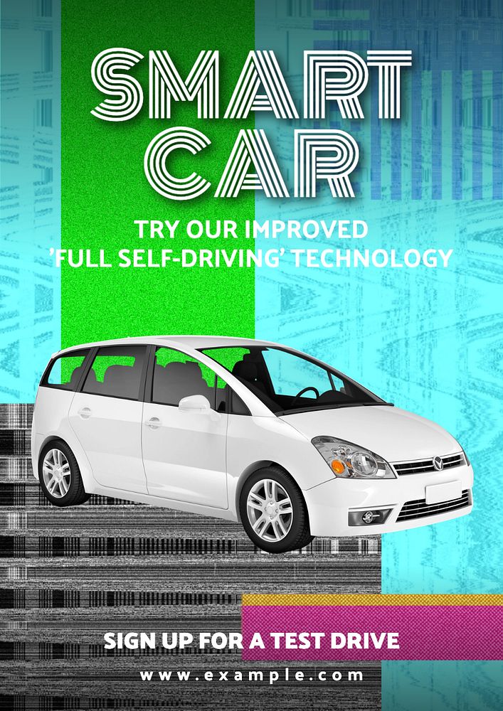 Smart car poster template, editable text and design