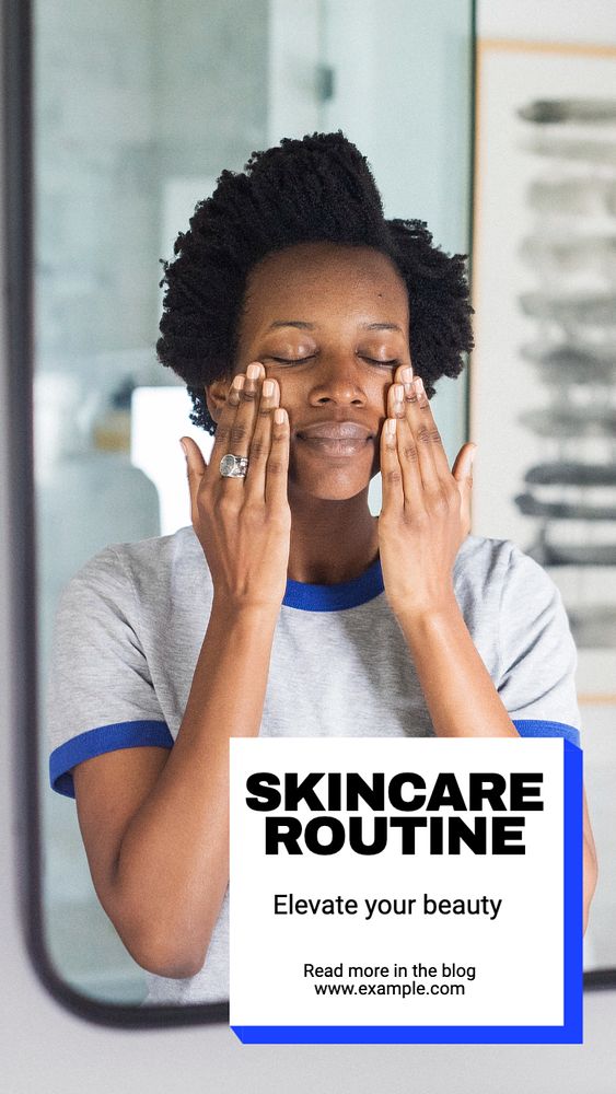 Skincare routine Instagram story template, editable text