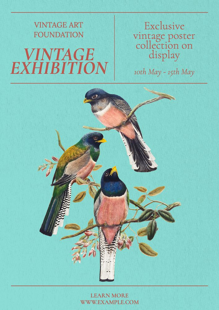 Vintage exhibition  poster template, editable text and design