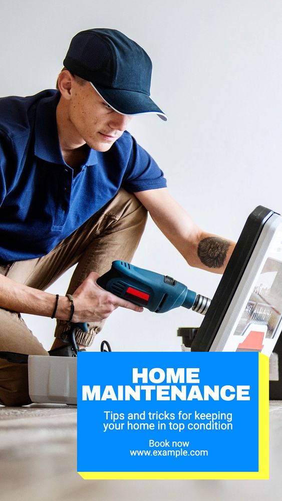 Home maintenance Instagram story template, editable text