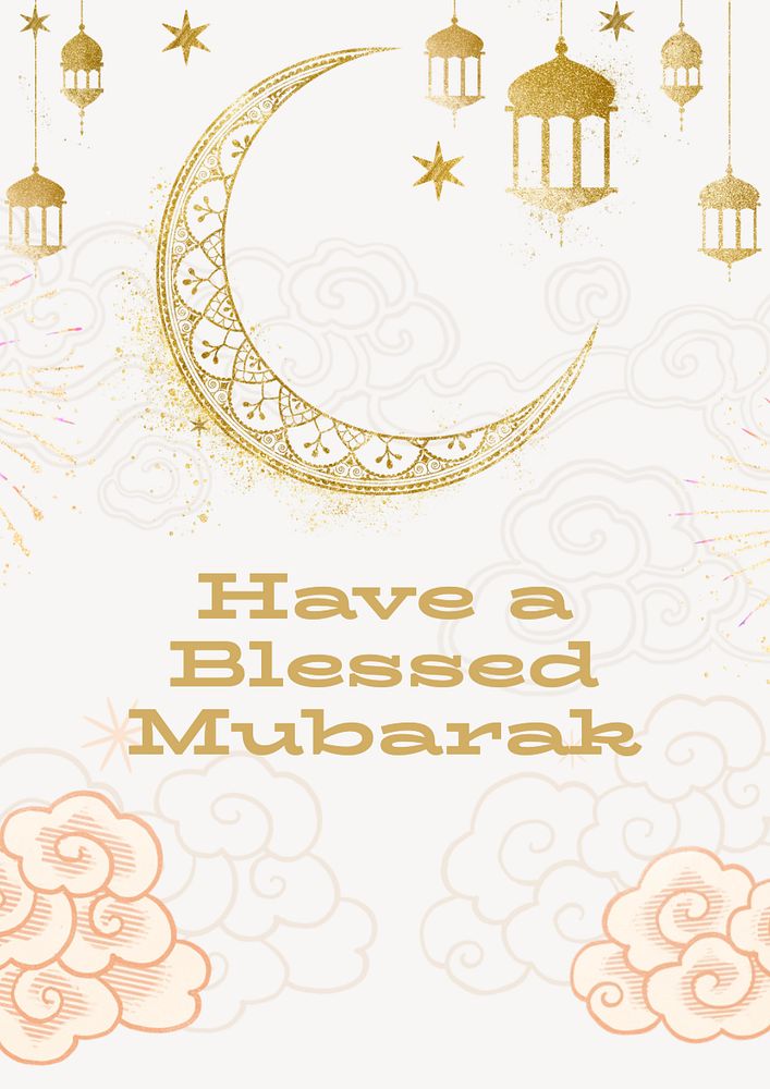 Eid Mubarak  poster template, editable text and design