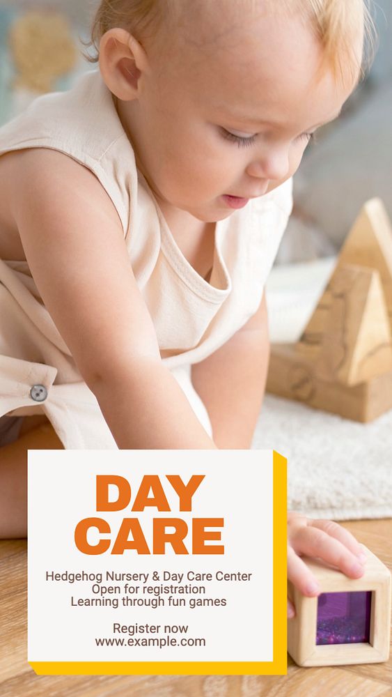 Day care registration Instagram story template, editable text