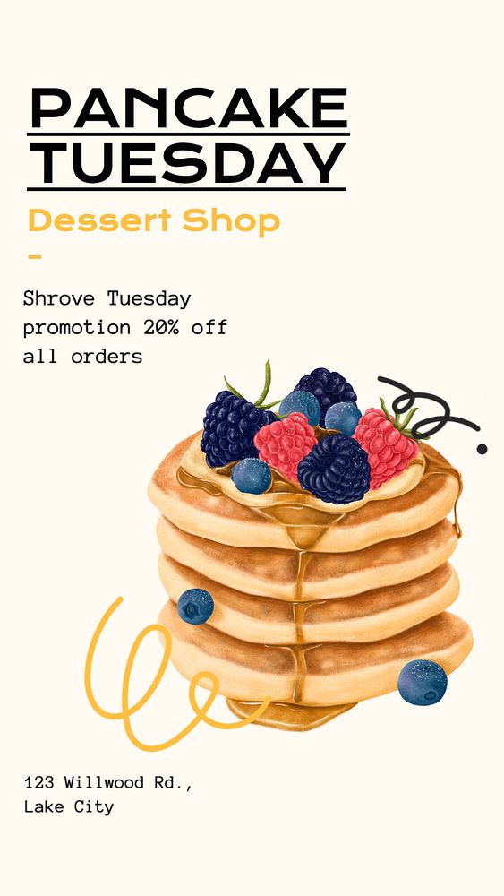 Pancake Tuesday  Instagram story template, editable text