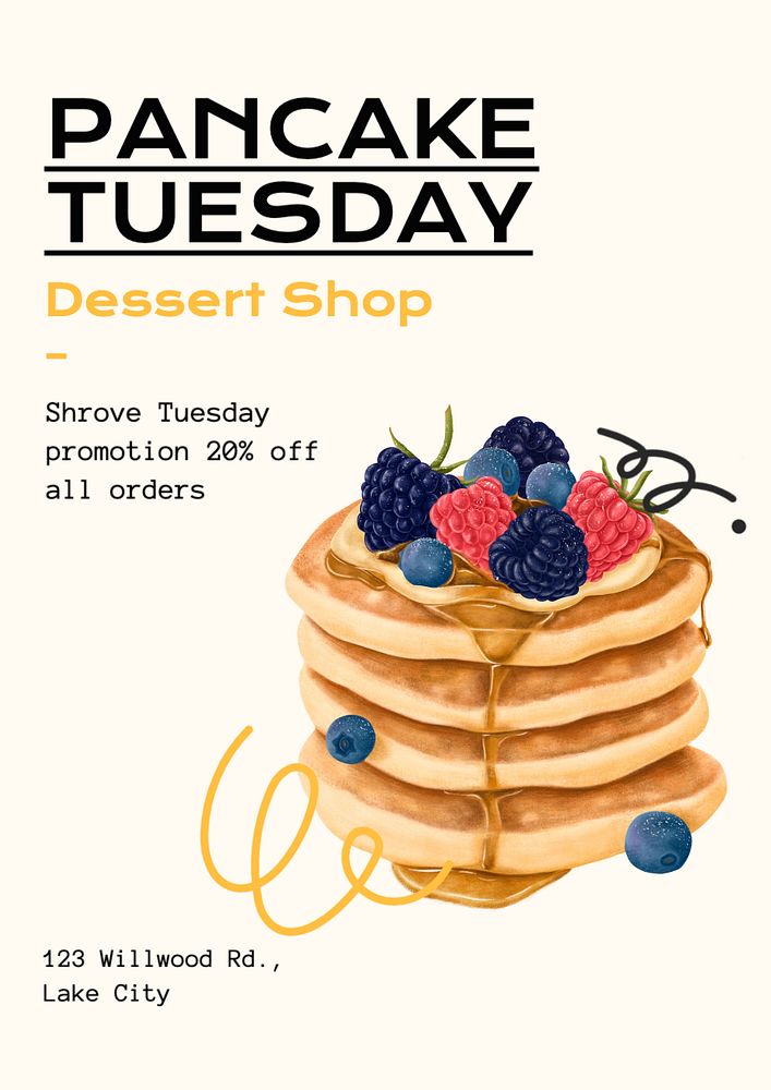 Pancake Tuesday  poster template, editable text and design