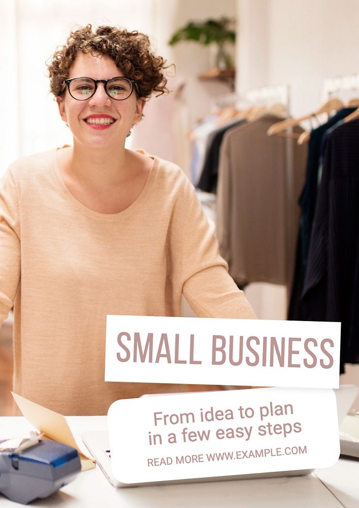 Small business poster template, editable text and design