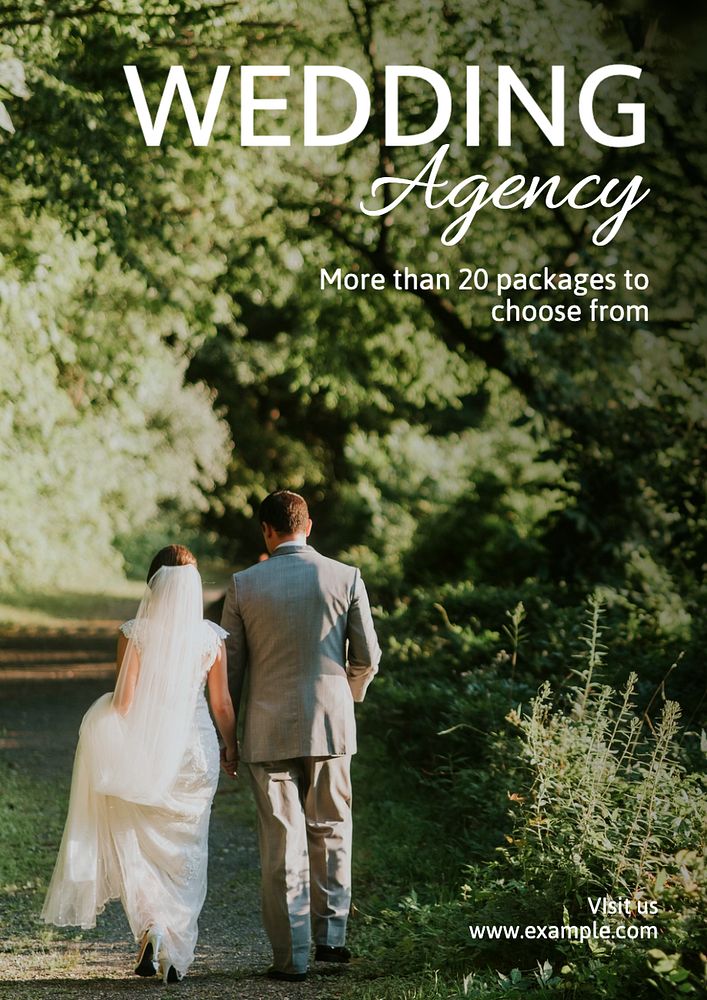 Wedding agency poster template, editable text and design