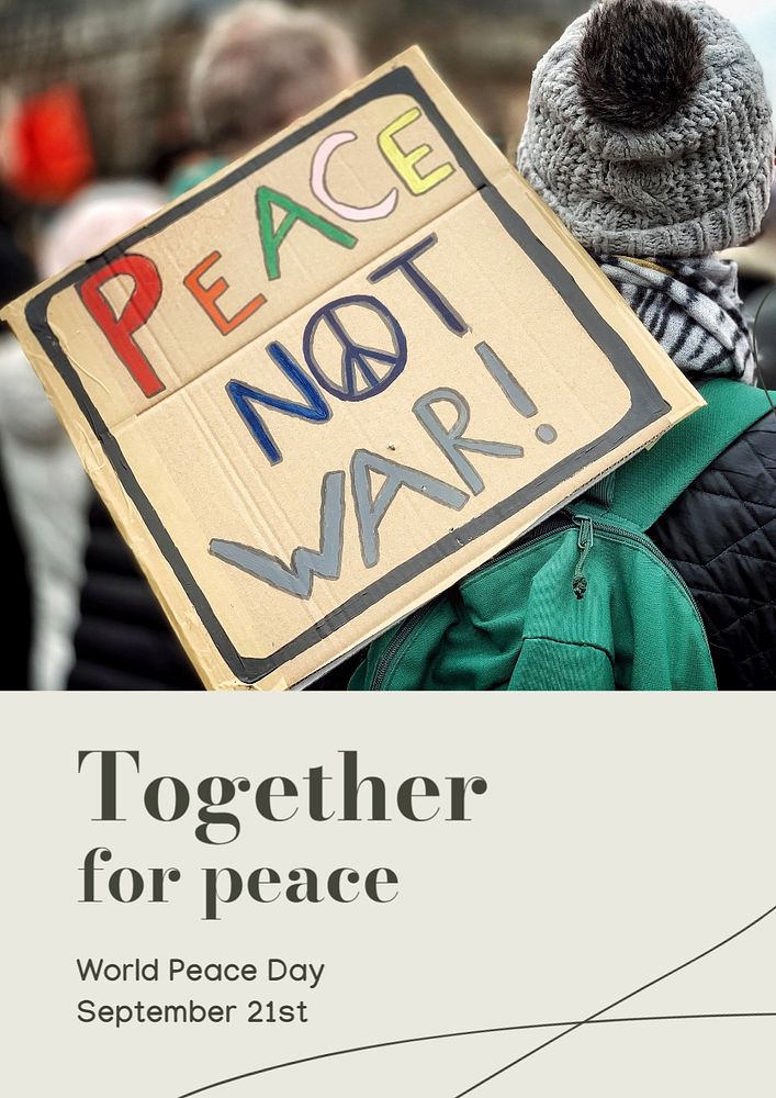 World peace day poster template, editable text and design