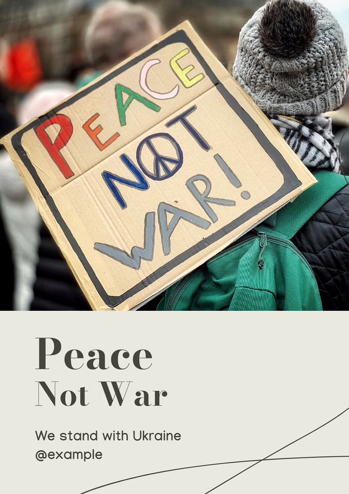 Peace not war poster template, editable text and design