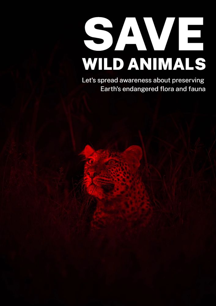 Save wild animals poster template, editable text and design