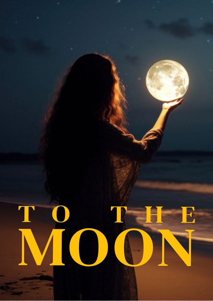 To the moon poster template, editable text and design