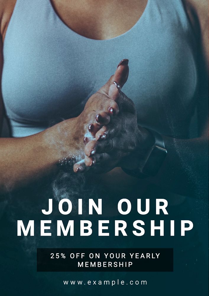 Membership poster template, editable text and design