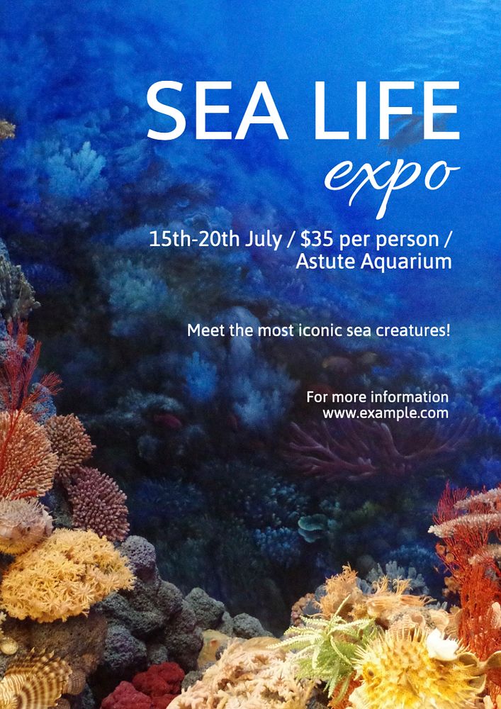 Sea life expo  poster template, editable text and design