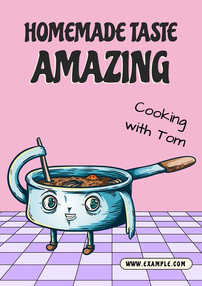 Homemade Cooking Tutorial  poster template, editable text and design