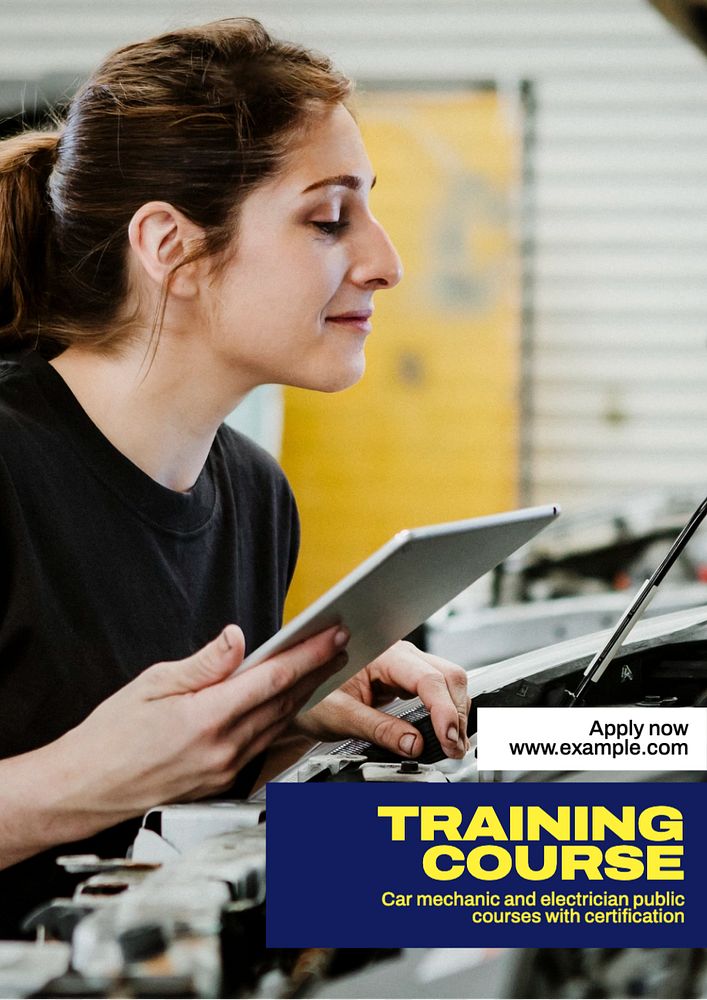 Training course poster template, editable text and design