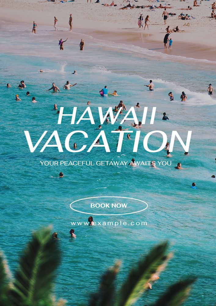 Hawaii vacation  poster template, editable text and design