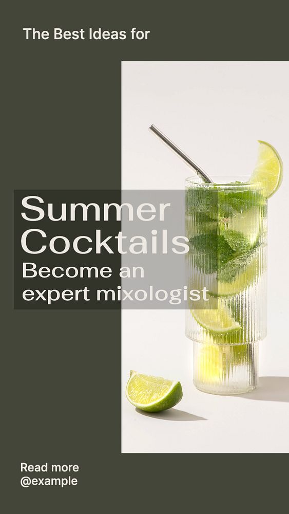 Summer cocktails Instagram story template, editable text