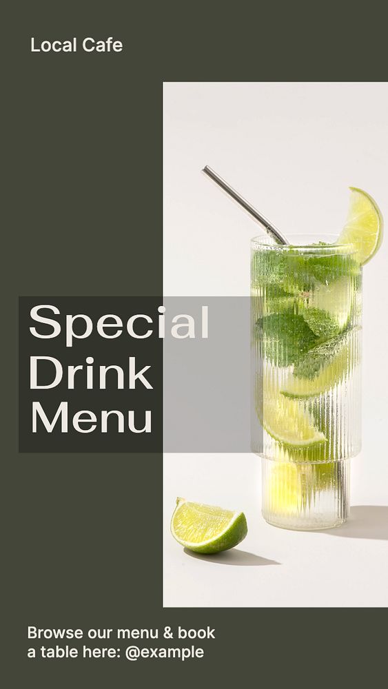 Special drink menu Instagram story template, editable text