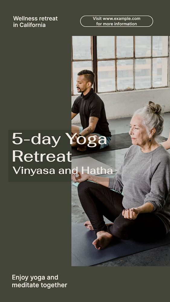 Yoga retreat Instagram story template, editable text