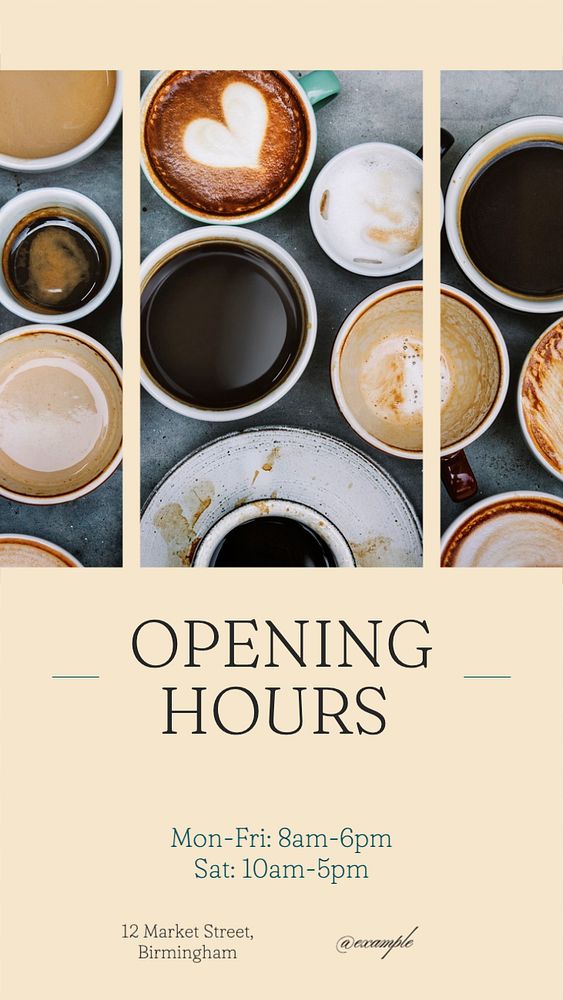 Opening hours  Instagram story template, editable text