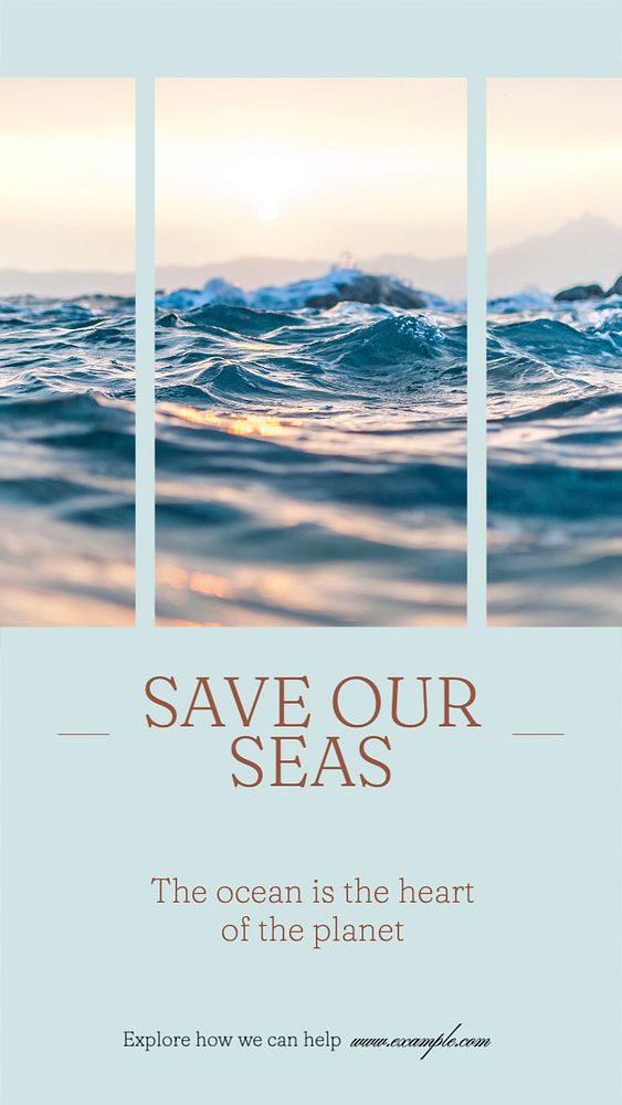 save our seas  Instagram story template, editable text