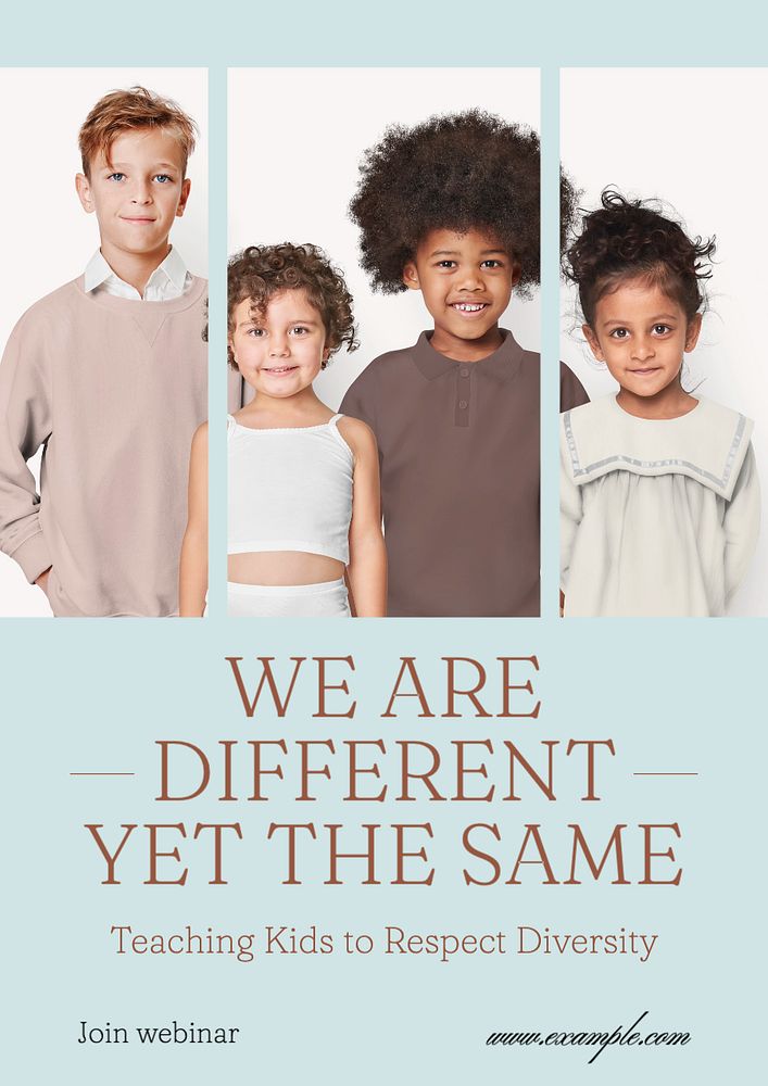 Diversity for kids  poster template, editable text and design